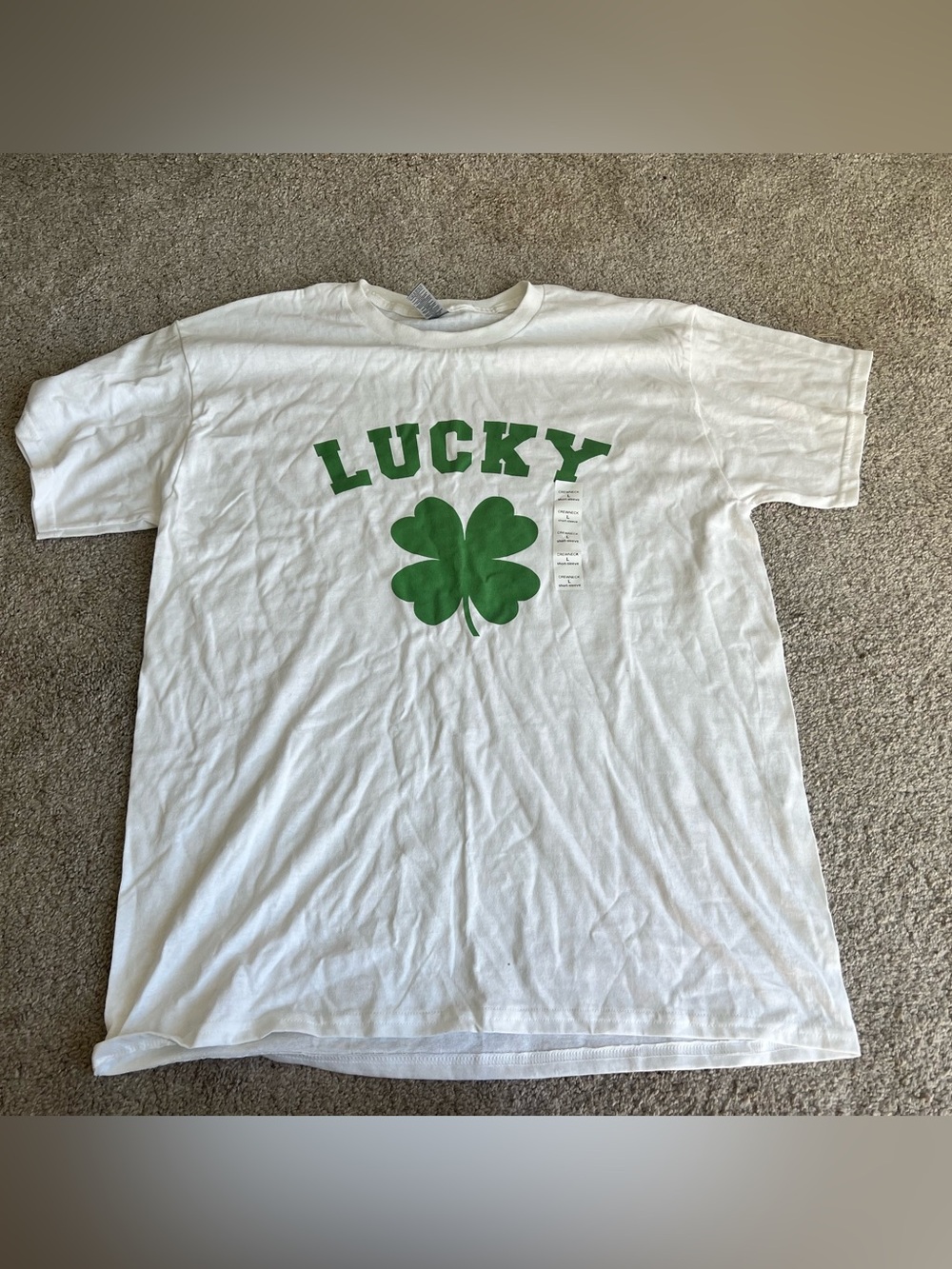 Lucky Clover Graphic Tee - White & Green Shirt